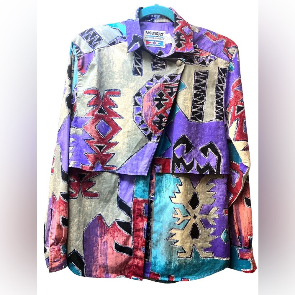 Vtg Rare Wrangler Authentic Western Aztec Cowboy … - image 1